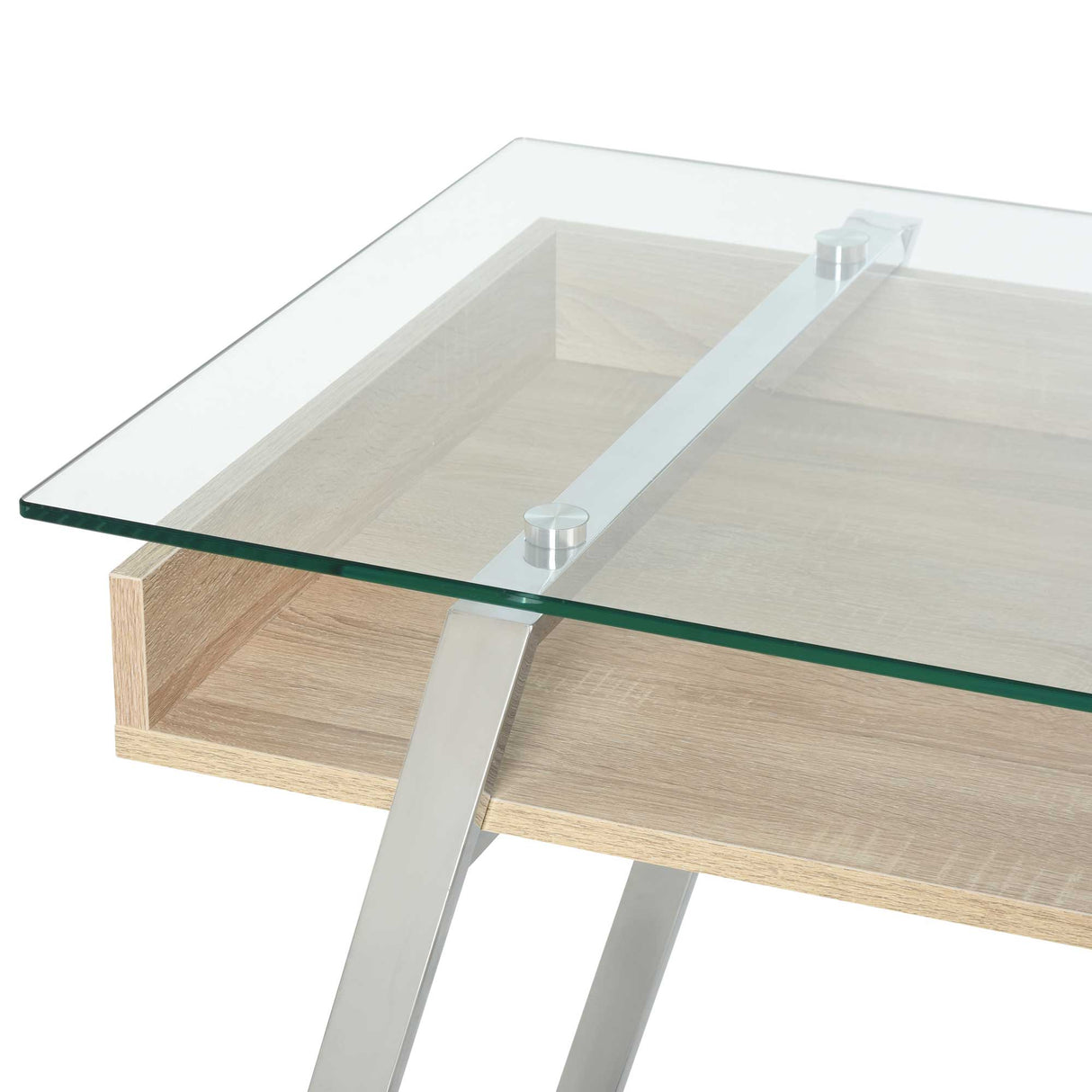 easycomfort easycomfort scrivania da computer di design con piano in vetro temperato di 9mm e telaio in legno e acciaio per casa ufficio ean 8055776910307