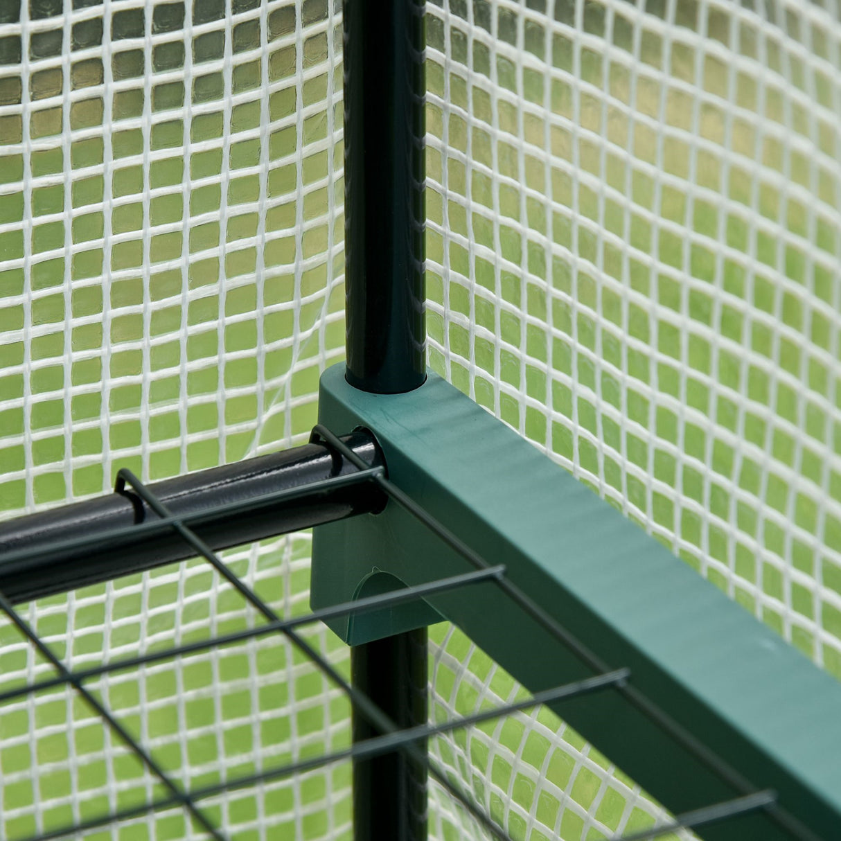 easycomfort easycomfort serra da giardino in pe e acciaio per esterni con 2 scaffali e porta avvolgibile 143x73x195 cm bianco