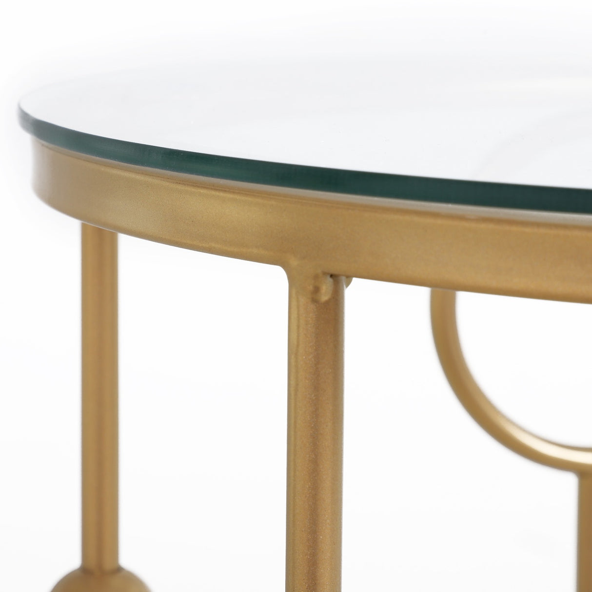 easycomfort easycomfort set 2 pezzi tavolini da caffe design elegante con motivi a cerchio metallo e vetro temperato 41x57cm 36x51cm oro ean 8055776910697