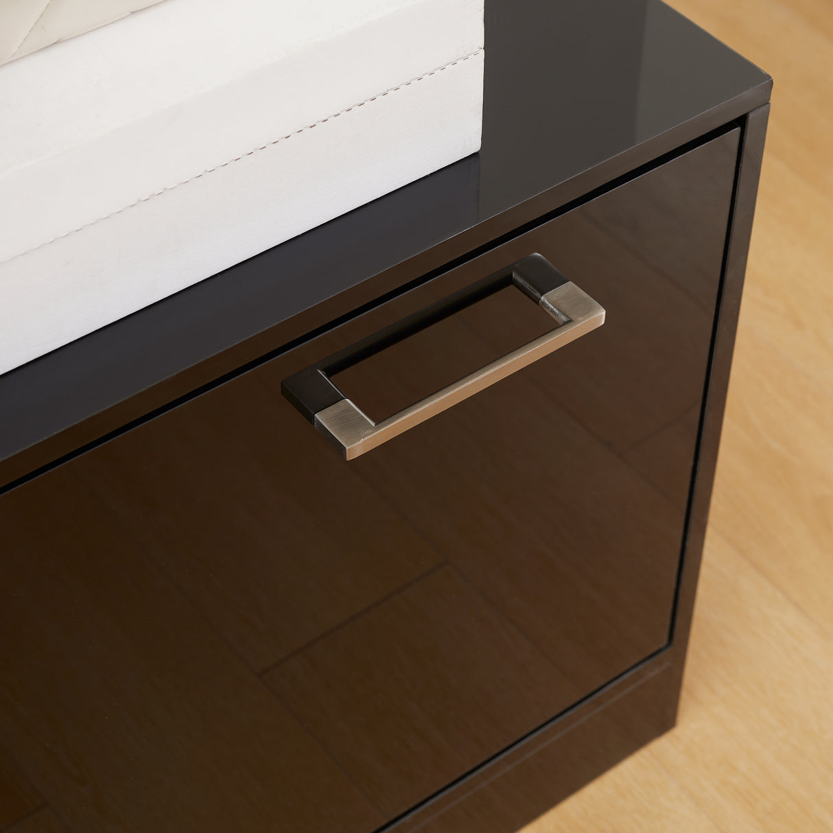 easycomfort easycomfort set appendi abiti da ingresso con specchio e scarpiera per 8 paia di scarpe nero lucido