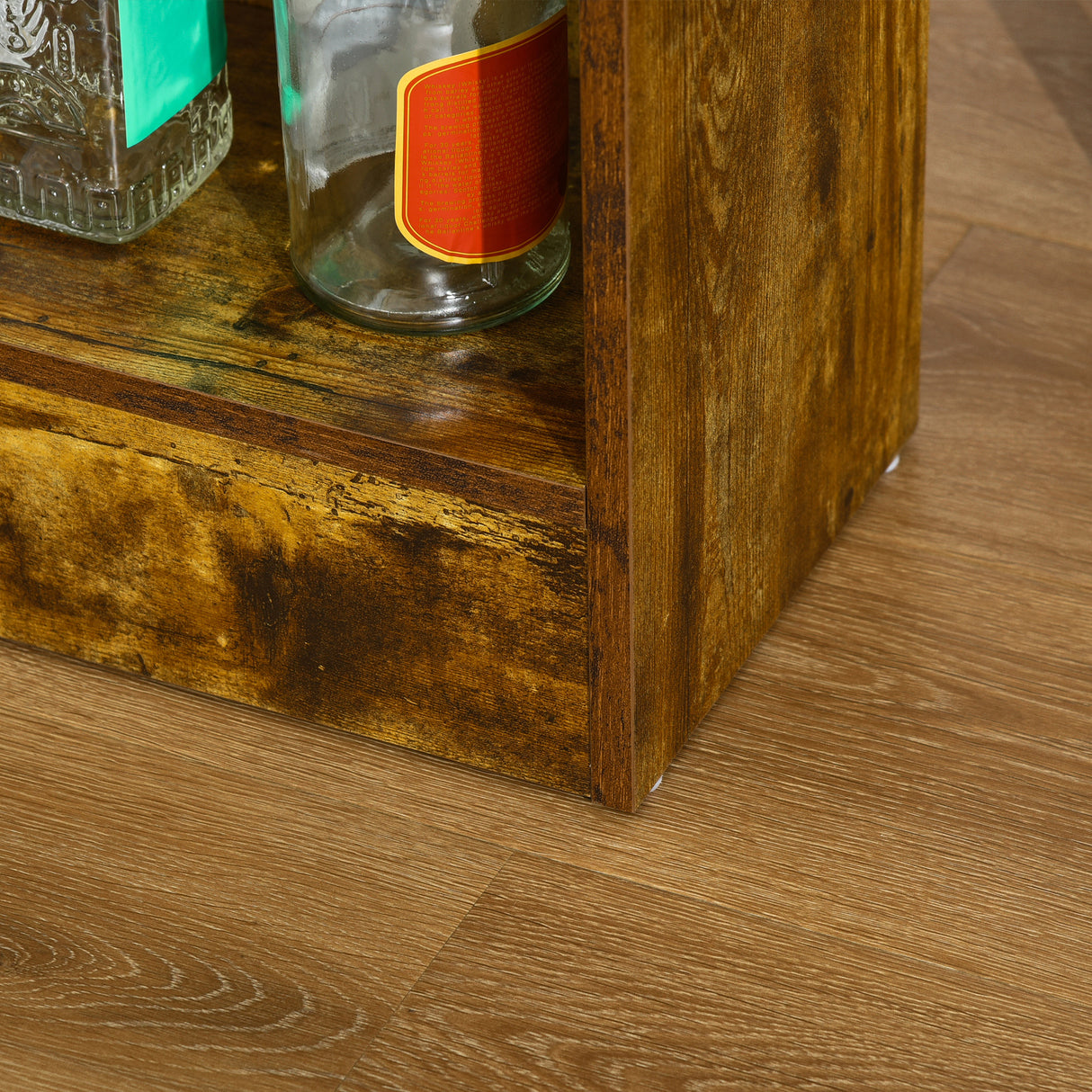 easycomfort easycomfort set bancone bar con 2 sgabelli alti stile industriale con mensole marrone rustico