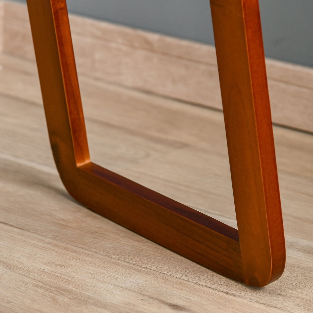 easycomfort easycomfort specchio da terra e da parete con struttura in legno supporto pieghevole con cerniera 37x43x156cm noce chiaro