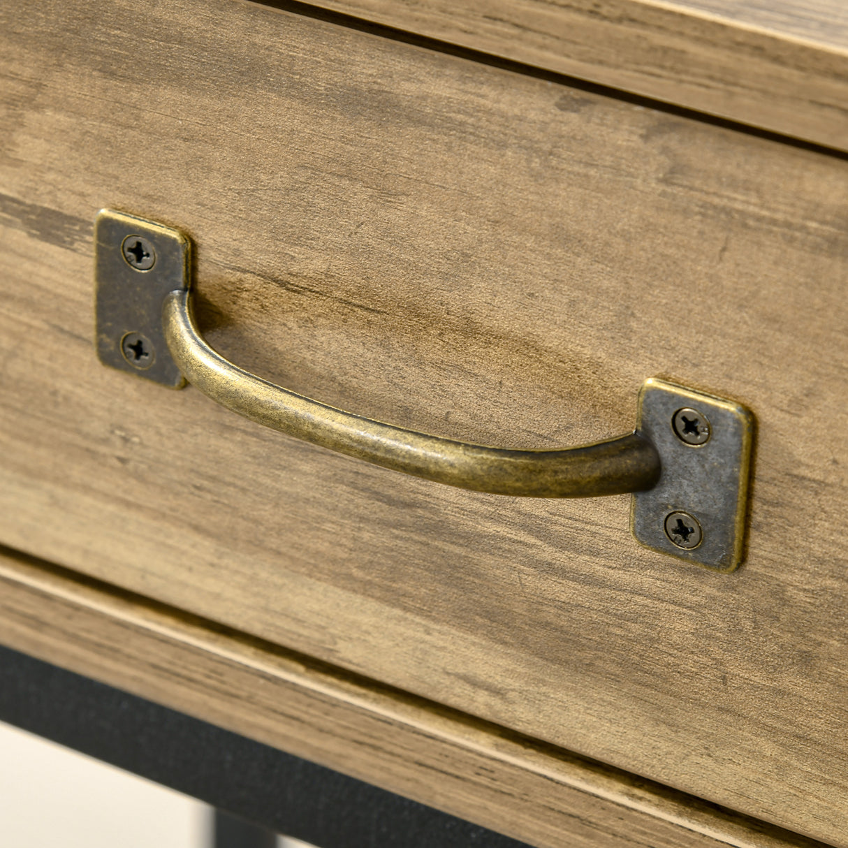 easycomfort easycomfort tavolo consolle stile vintage in metallo e legno con 2 cassetti e mensola 100x35x76 5cm marrone