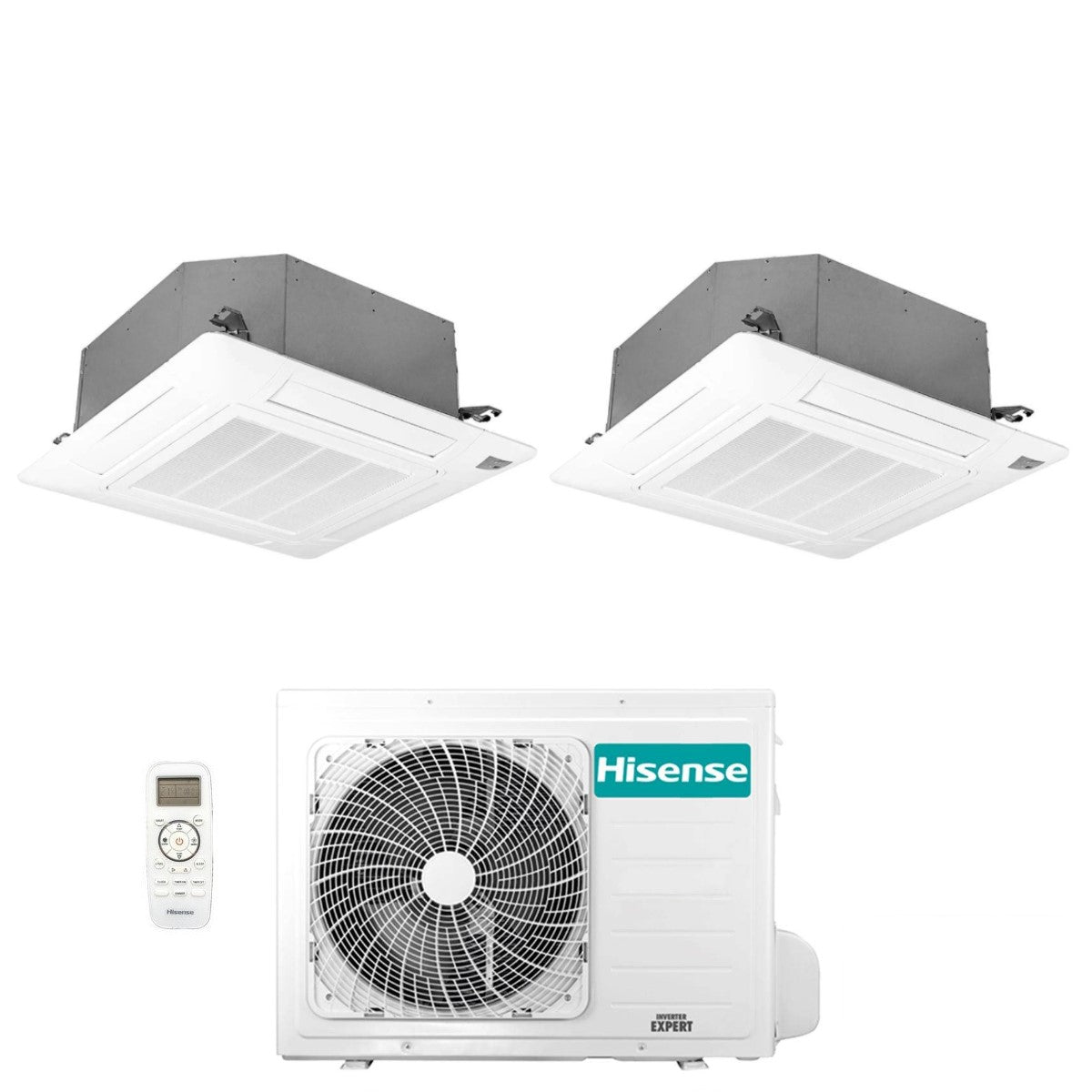 immagine-1-hisense-climatizzatore-condizionatore-hisense-dual-split-a-cassetta-1212-con-2amw50u4rxa-r-32-wi-fi-optional-1200012000-con-telecomando-e-pannello-incluso-novita