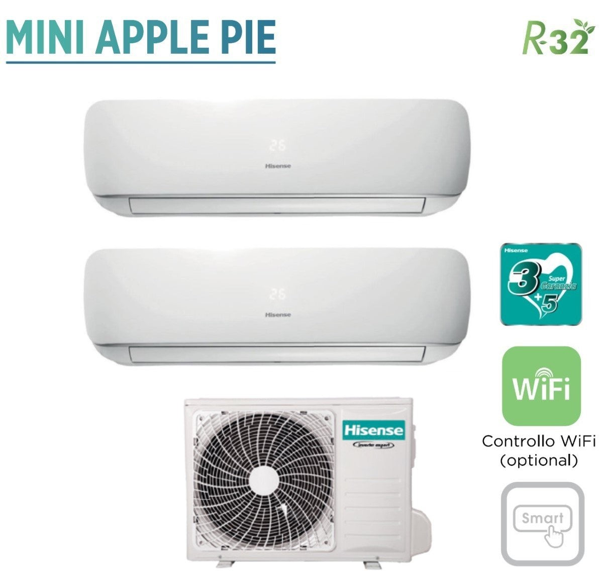 Climatizzatore Condizionatore Hisense Mini Apple Pie 900012000 2amw42u4rra R 32 912 4613