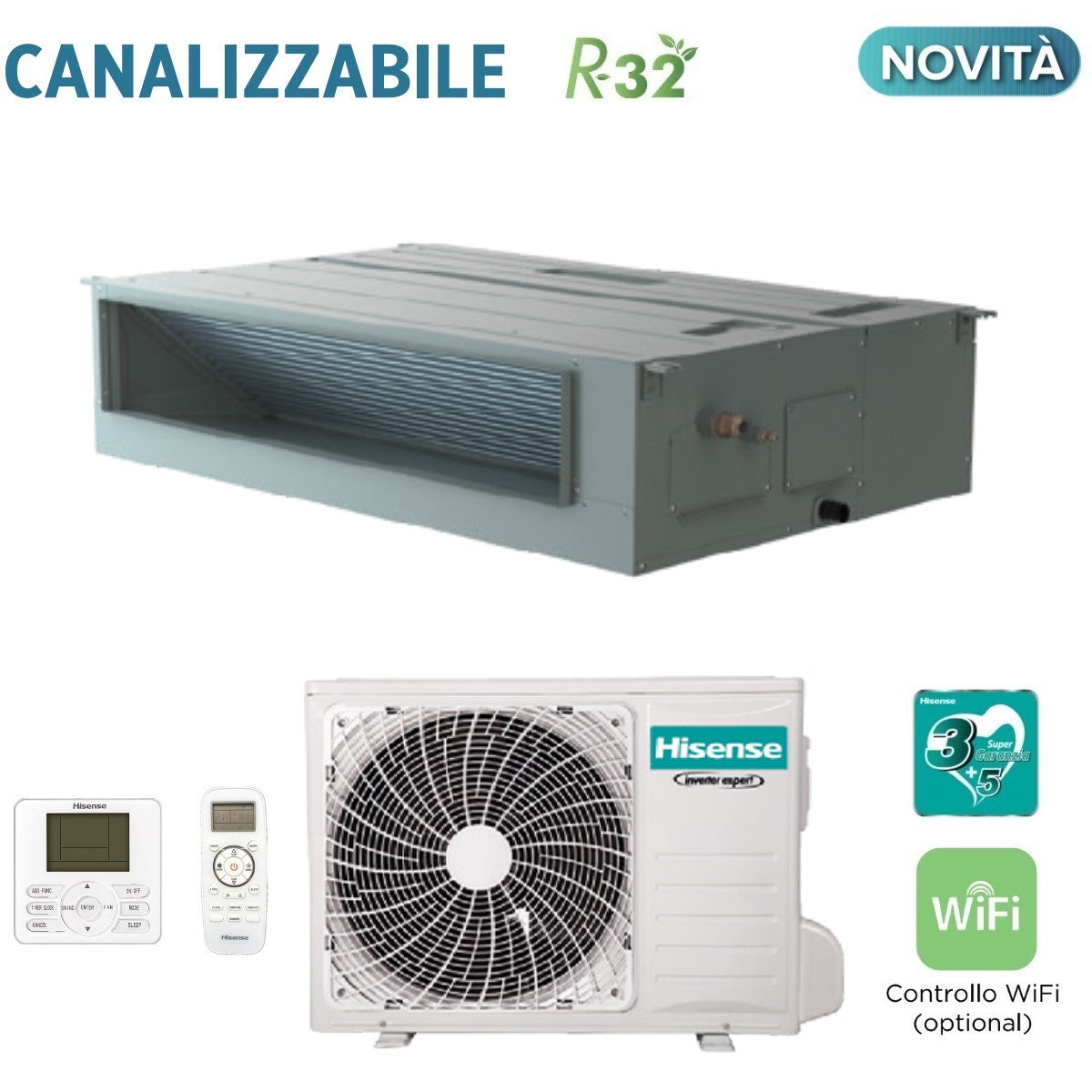 immagine-1-hisense-climatizzatore-condizionatore-hisense-inverter-canalizzato-canalizzabile-30000-btu-aud90ux4rdh5-r-32-wi-fi-optional-con-telecomando-di-serie-e-cablato-novita