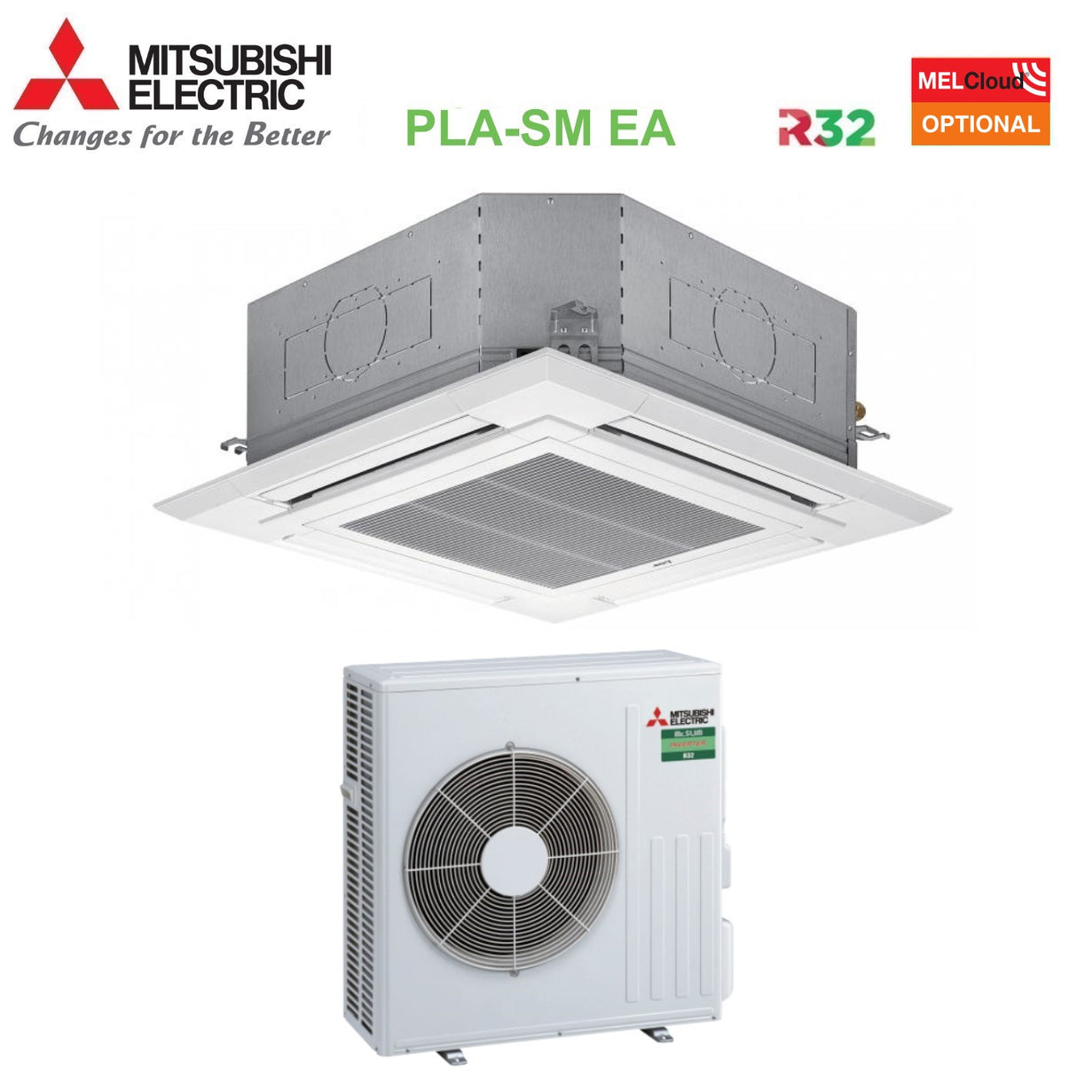 immagine-1-mitsubishi-electric-climatizzatore-condizionatore-mitsubishi-electric-cassetta-90x90-a-4-vie-inverter-24000-btu-pla-sm71ea-suz-sm71va-monofase-r-32-wi-fi-optional-con-griglia-inclusa