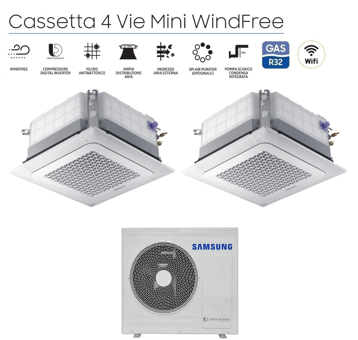 immagine-1-samsung-climatizzatore-condizionatore-samsung-dual-split-inverter-cassetta-4-vie-mini-windfree-1818-con-aj100txj5kgeu-r-32-1800018000-wi-fi-optional-con-griglia-inclusa