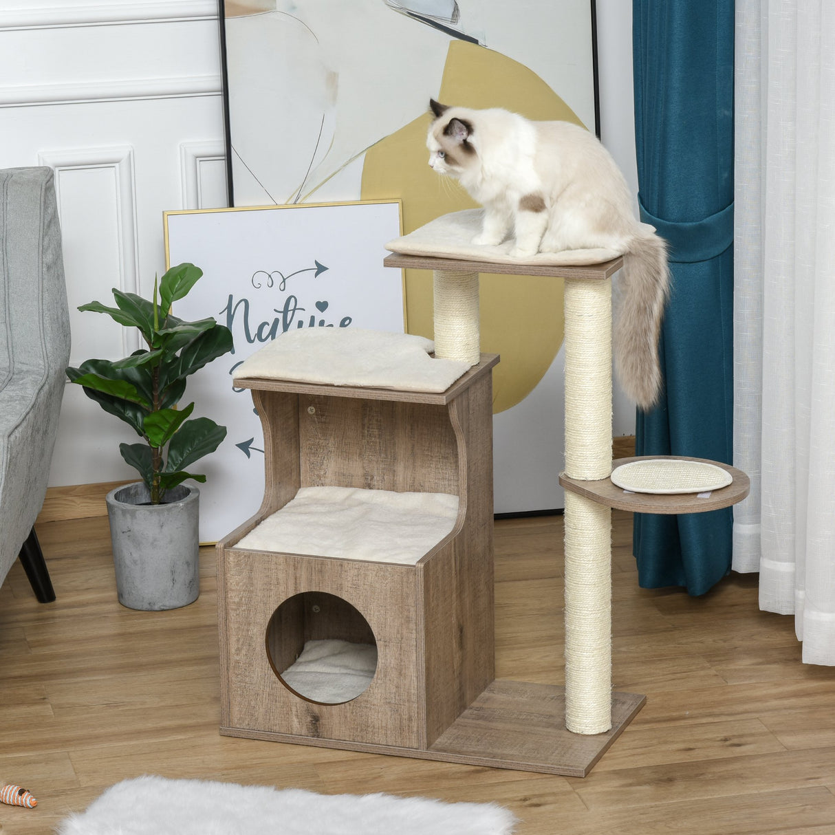 immagine-2-easycomfort-easycomfort-albero-tiragraffi-per-gatti-adulti-castello-per-gatti-con-cuccia-casetta-in-legno-pali-in-corda-sisal-e-cuscini-rimovibili-color-caffe-chiaro-66x38x88cm-ean-8054144138220