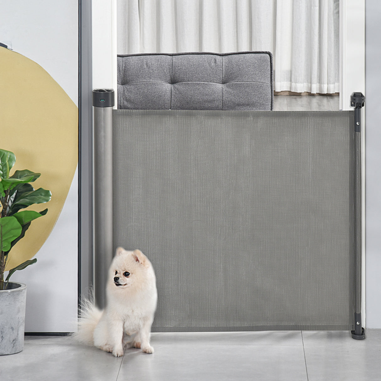 immagine-2-easycomfort-easycomfort-cancelletto-per-cani-di-sicurezza-per-cani-estensibile-fino-140cm-barriera-avvolgibile-per-porte-scale-corridoi-grigio