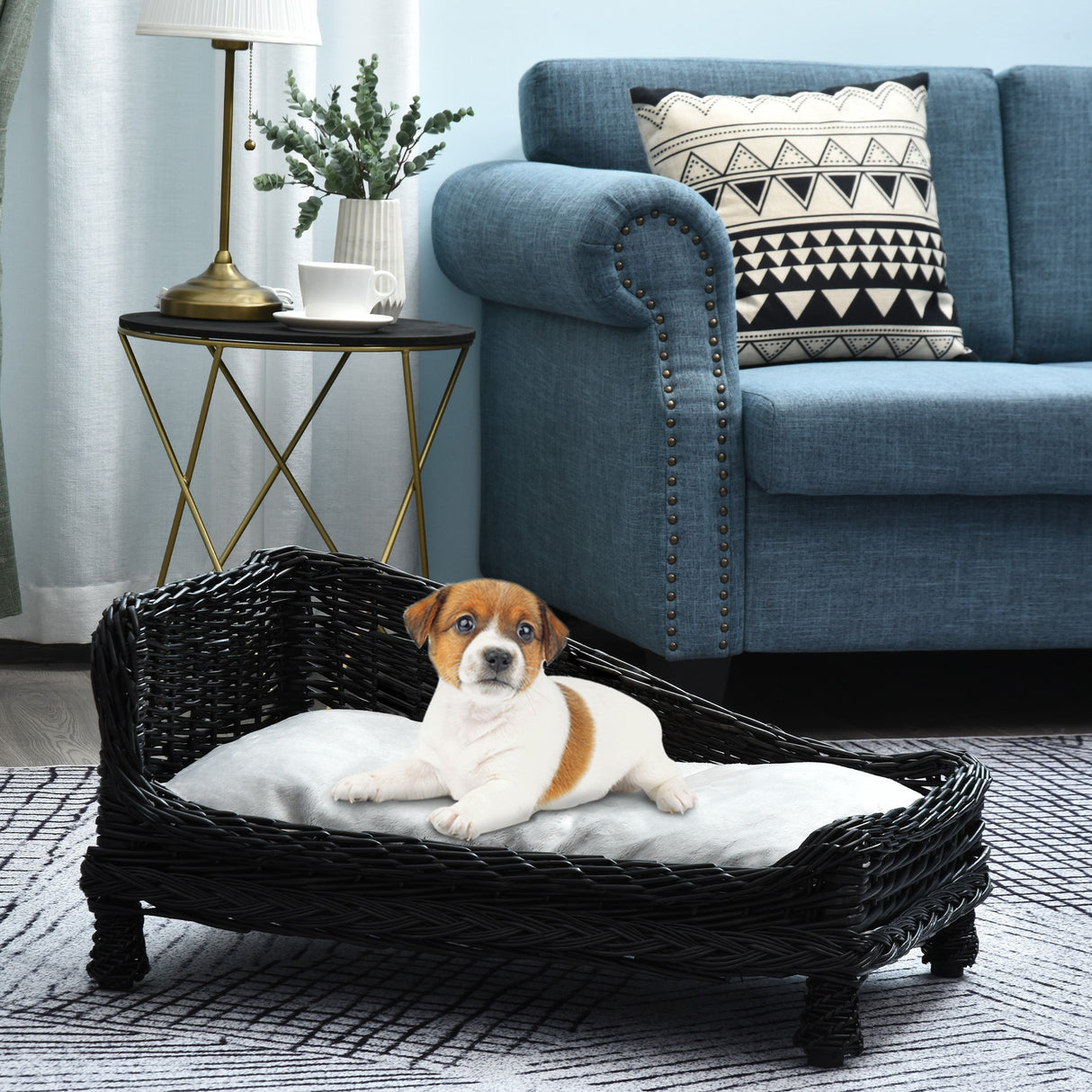 immagine-2-easycomfort-easycomfort-cuccia-per-animali-domestici-15kg-forma-chaise-longue-in-vimini-nero-cuscino-in-pile-69x42x33cm-ean-8054111845595