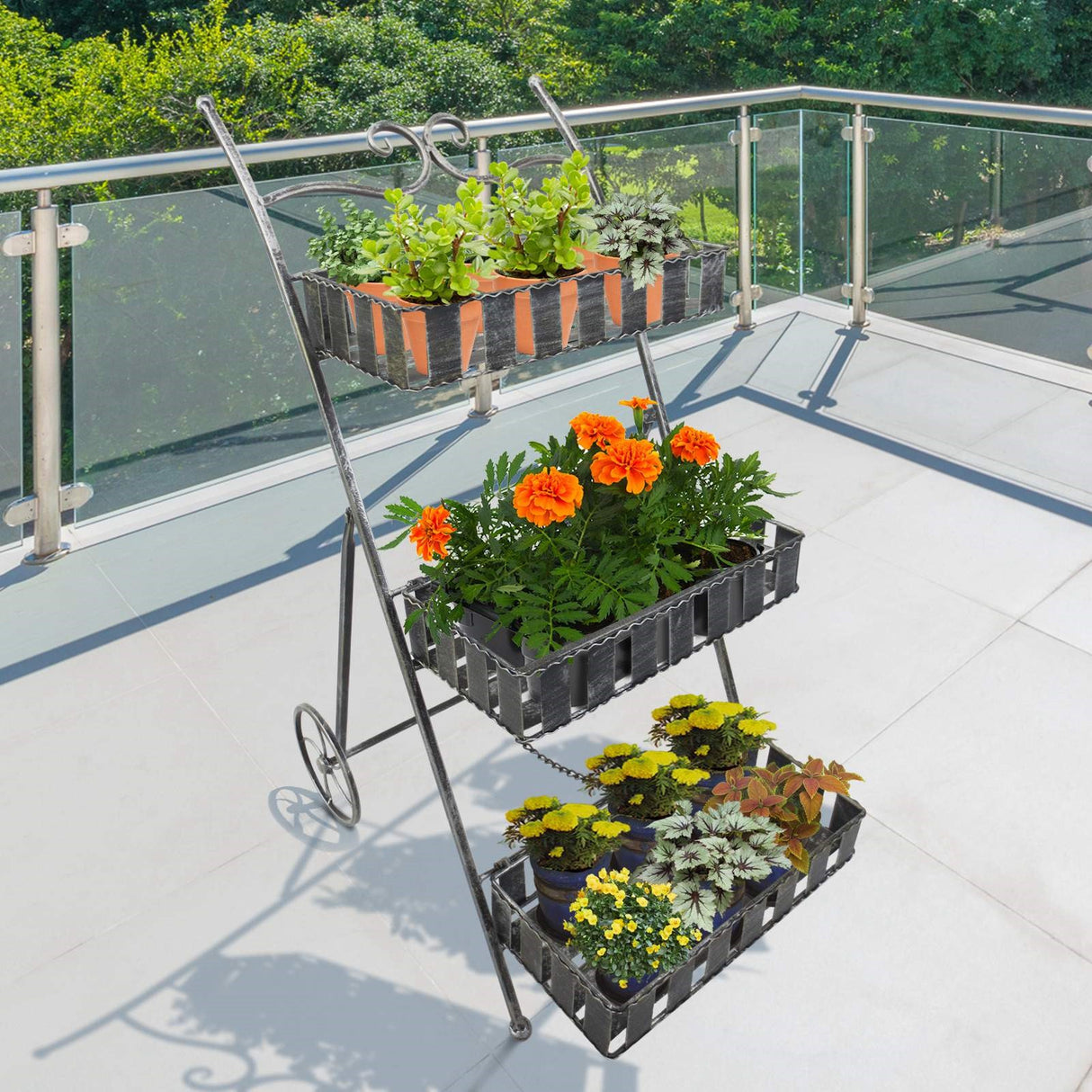 immagine-2-easycomfort-easycomfort-fioriera-da-balcone-a-3-ripiani-con-2-ruote-porta-piante-per-giardino-in-metallo-53x39x78cm-nero-ean-8054111849456