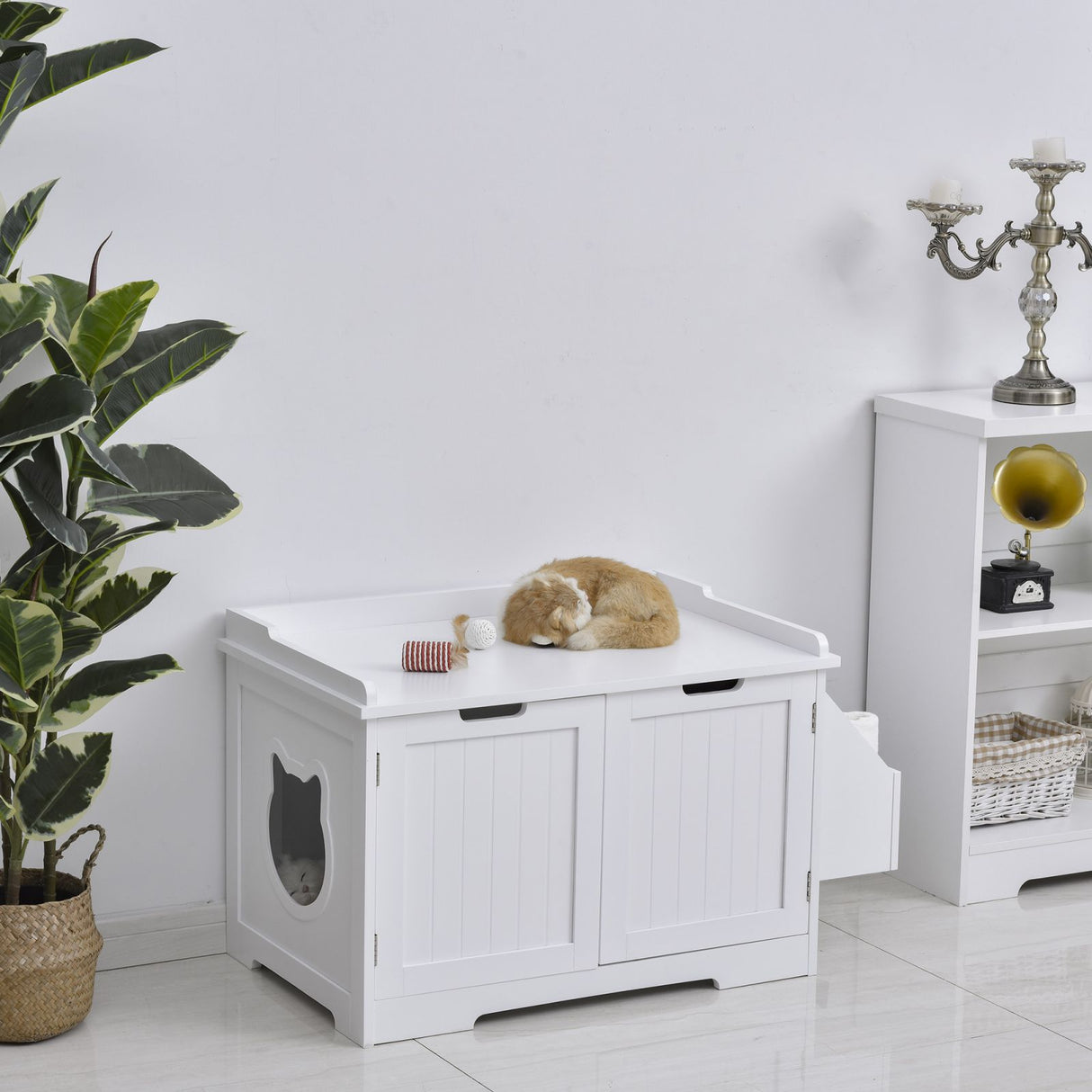 immagine-2-easycomfort-easycomfort-mobile-lettiera-per-gatti-a-2-ante-con-portaoggetti-laterale-88-5x48x51-5cm-bianco