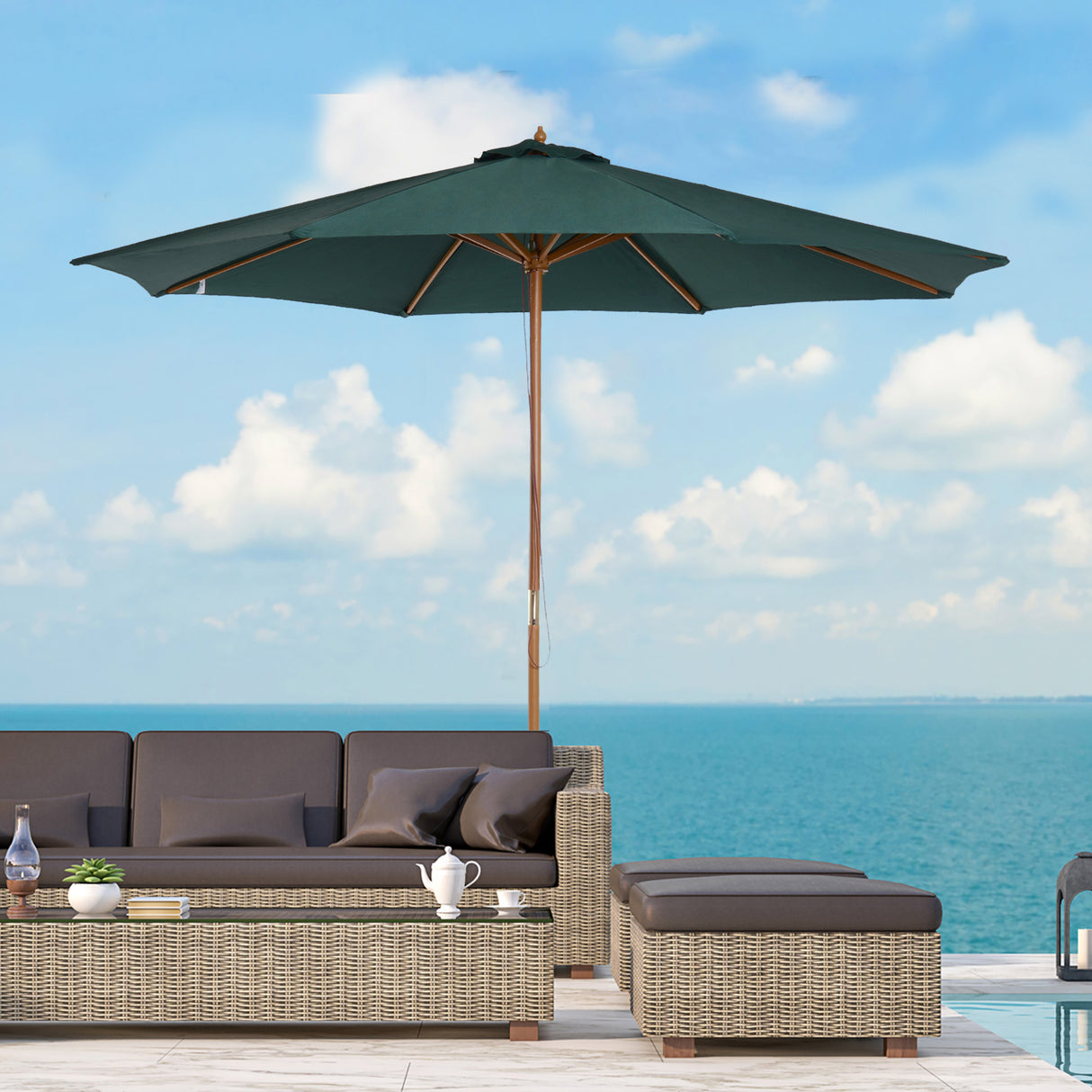 immagine-2-easycomfort-easycomfort-ombrellone-da-giardino-3x2-5-m-con-apertura-a-corda-8-stecche-in-legno-e-poliestere-verde-scuro