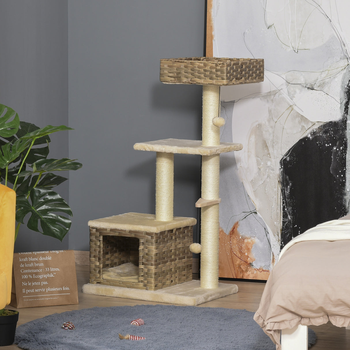 immagine-2-easycomfort-easycomfort-tiragraffi-a-colonna-da-109cm-per-gatti-fino-a-5kg-con-cuccia-giochi-e-pali-in-corda-beige-60x40x109cm-ean-8055776912288
