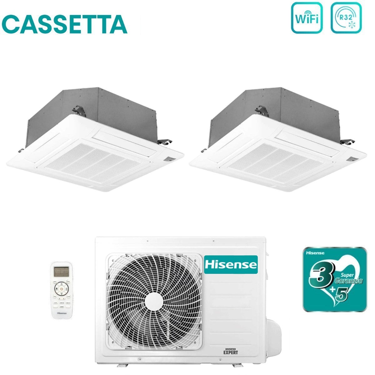 immagine-2-hisense-climatizzatore-condizionatore-hisense-dual-split-a-cassetta-912-con-2amw50u4rxa-r-32-wi-fi-optional-900012000-telecomando-e-pannello-incluso-novita