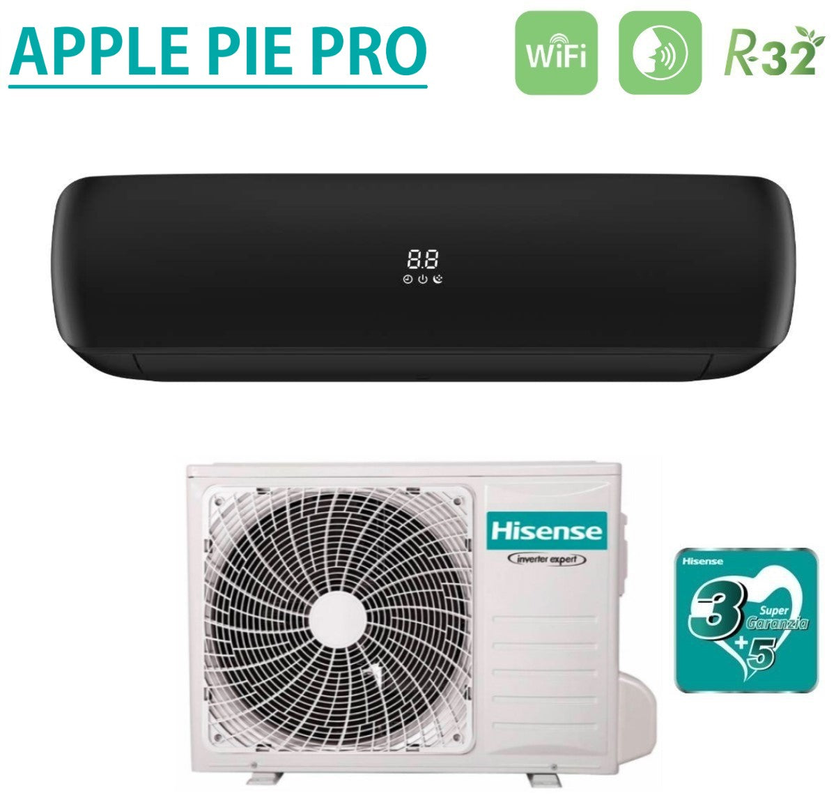 immagine-2-hisense-climatizzatore-condizionatore-hisense-inverter-serie-apple-pro-black-12000-btu-tgve120bg-r-32-wi-fi-integrato-classe-aa-colore-nero