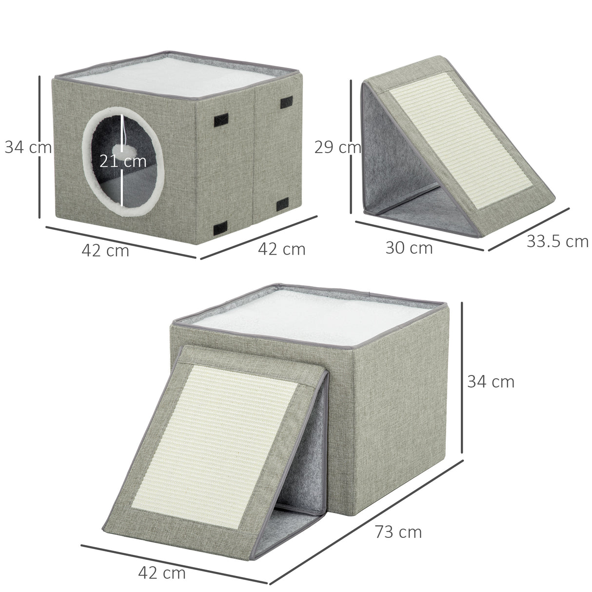 immagine-3-easycomfort-easycomfort-cuccia-per-gatti-pieghevole-e-portatile-casetta-per-gatti-con-pannello-tiragraffi-2-cuscini-e-pallina-in-peluche-e-tessuto-grigio