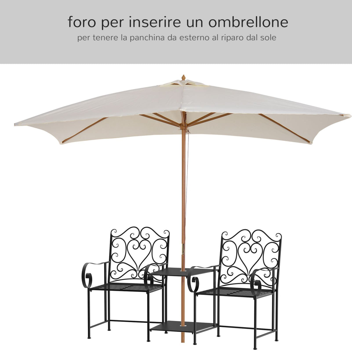 immagine-3-easycomfort-easycomfort-panchina-da-giardino-2-posti-con-tavolino-e-foro-per-ombrellone-nero-ean-8055776912837