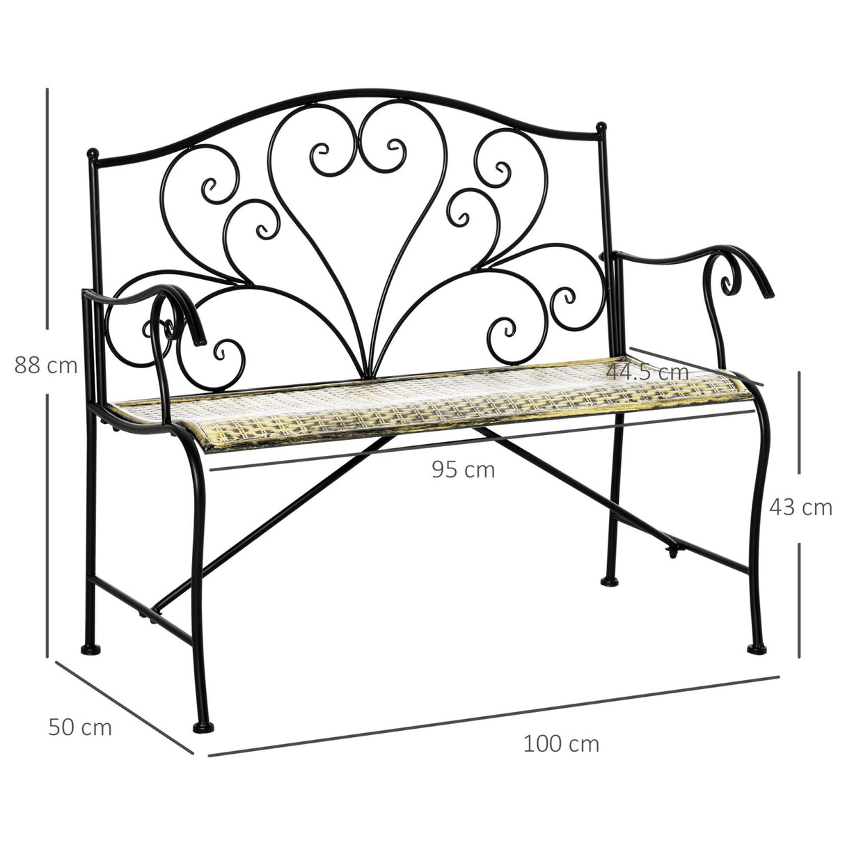 immagine-3-easycomfort-easycomfort-panchina-da-giardino-in-ferro-panca-da-esterno-in-stile-vintage-2-posti-100x-50x88cm-nero-ean-8054144136769