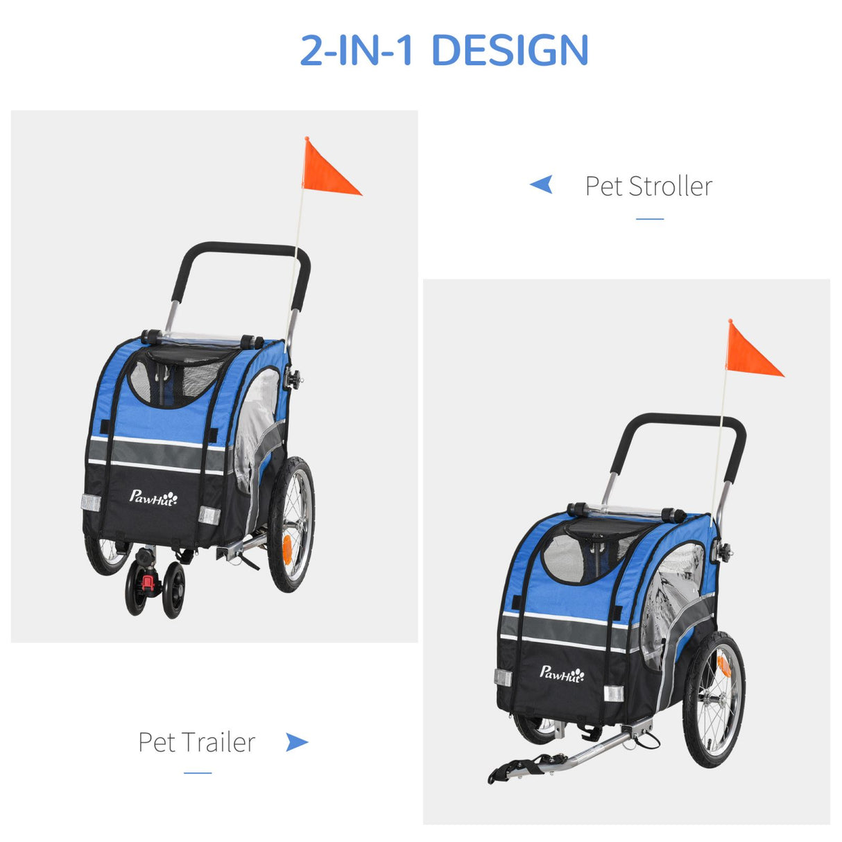 immagine-3-easycomfort-easycomfort-passeggino-2-in-1-per-cani-e-rimorchio-bici-ruote-catarifrangenti-e-bandierina-blu