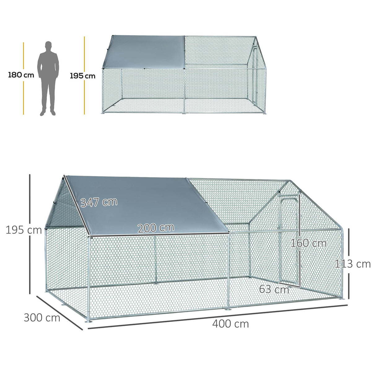 immagine-3-easycomfort-easycomfort-pollaio-da-giardino-gabbia-box-per-esterno-zincato-con-tessuto-oxford-di-copertura-3-x-4-x-1-95-m