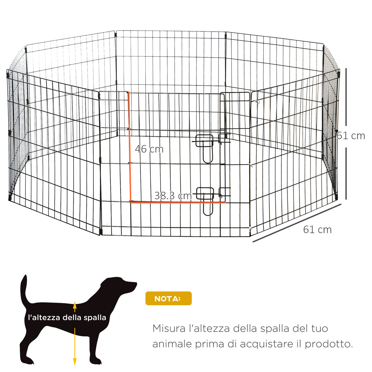 immagine-3-easycomfort-easycomfort-recinto-per-cani-da-esterno-box-gabbia-per-cani-gatti-cuccioli-roditori-recinzione-rete-8-pezzi-61-x-61cm-nero-ean-8054111840927