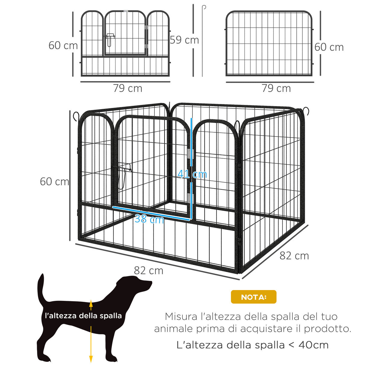 immagine-3-easycomfort-easycomfort-recinto-per-cani-pieghevole-per-interno-ed-esterno-porta-con-catenaccio-e-picchetti-di-fissaggio-82x82x60cm-grigio-scuro