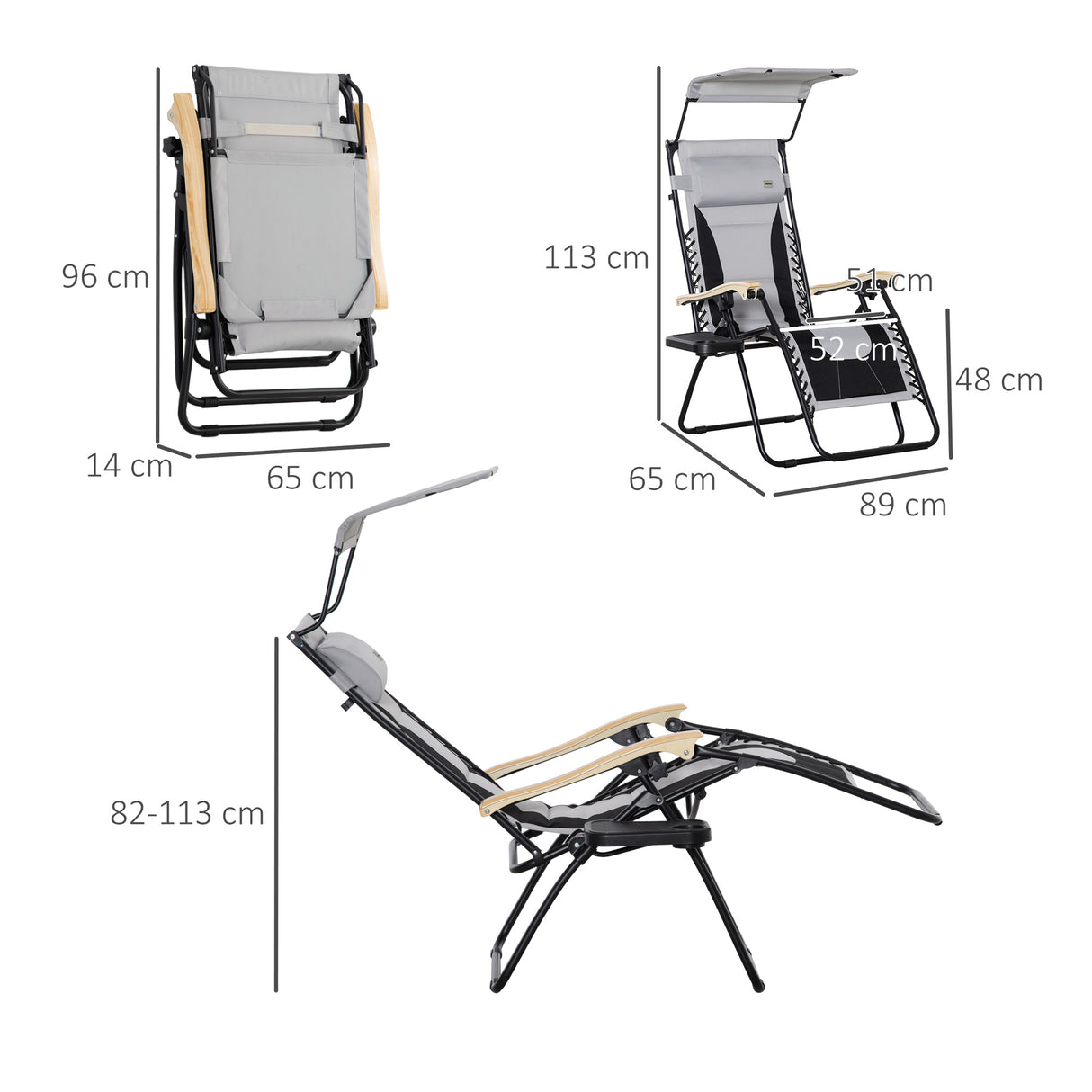 immagine-3-easycomfort-easycomfort-sedia-sdraio-da-giardino-zero-gravity-pieghevole-e-reclinabile-con-tettuccio-poggiatesta-e-porta-bicchieri-grigio-chiaro