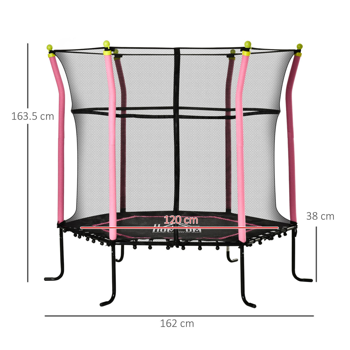 immagine-3-easycomfort-easycomfort-tappeto-elastico-per-bambini-3-10-anni-con-rete-di-sicurezza-e-corde-elastiche-trampolino-da-giardino-160x163-5acm-rosa-e-nero
