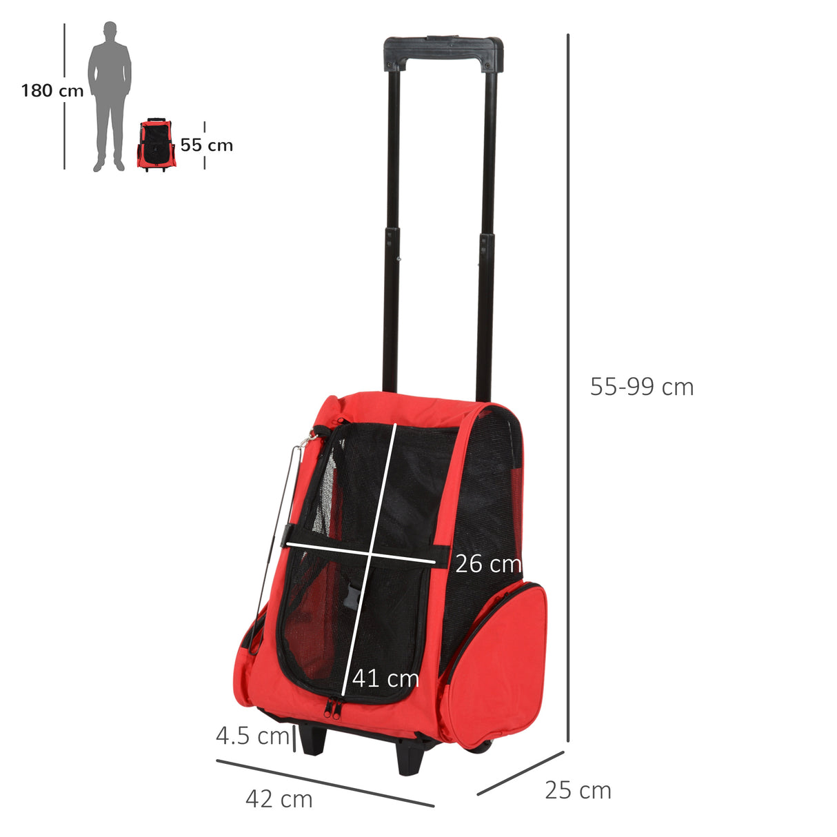 immagine-3-easycomfort-easycomfort-trasportino-zaino-2-in-1-per-cani-e-gatti-con-tasche-laterali-maniglia-telescopica-e-ruote-42x25x55cm-rosso-ean-8054111842730