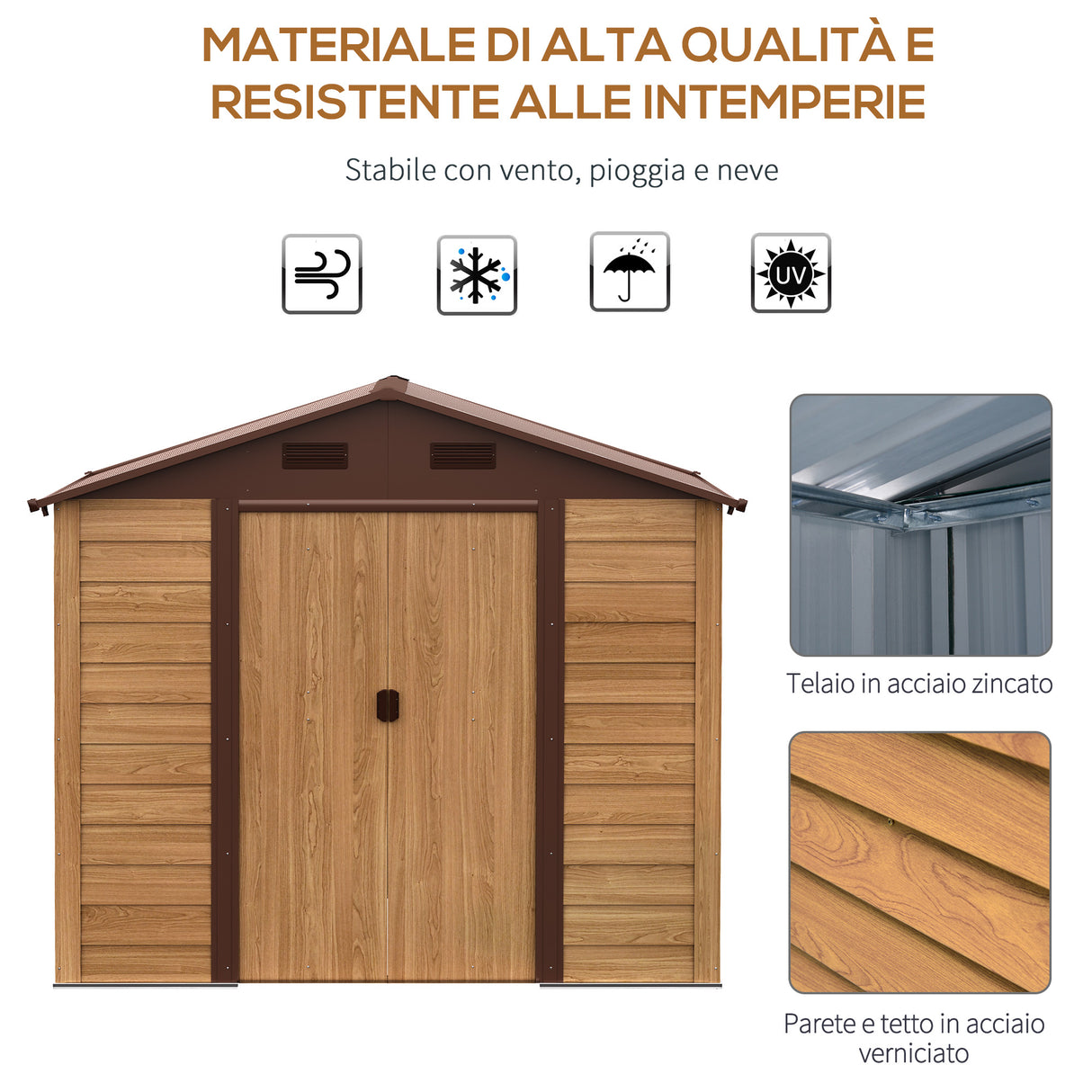 immagine-4-easycomfort-easycomfort-casetta-da-giardino-porta-attrezzi-in-acciaio-con-porte-scorrevoli-e-prese-daria-196x236x208cm-marrone