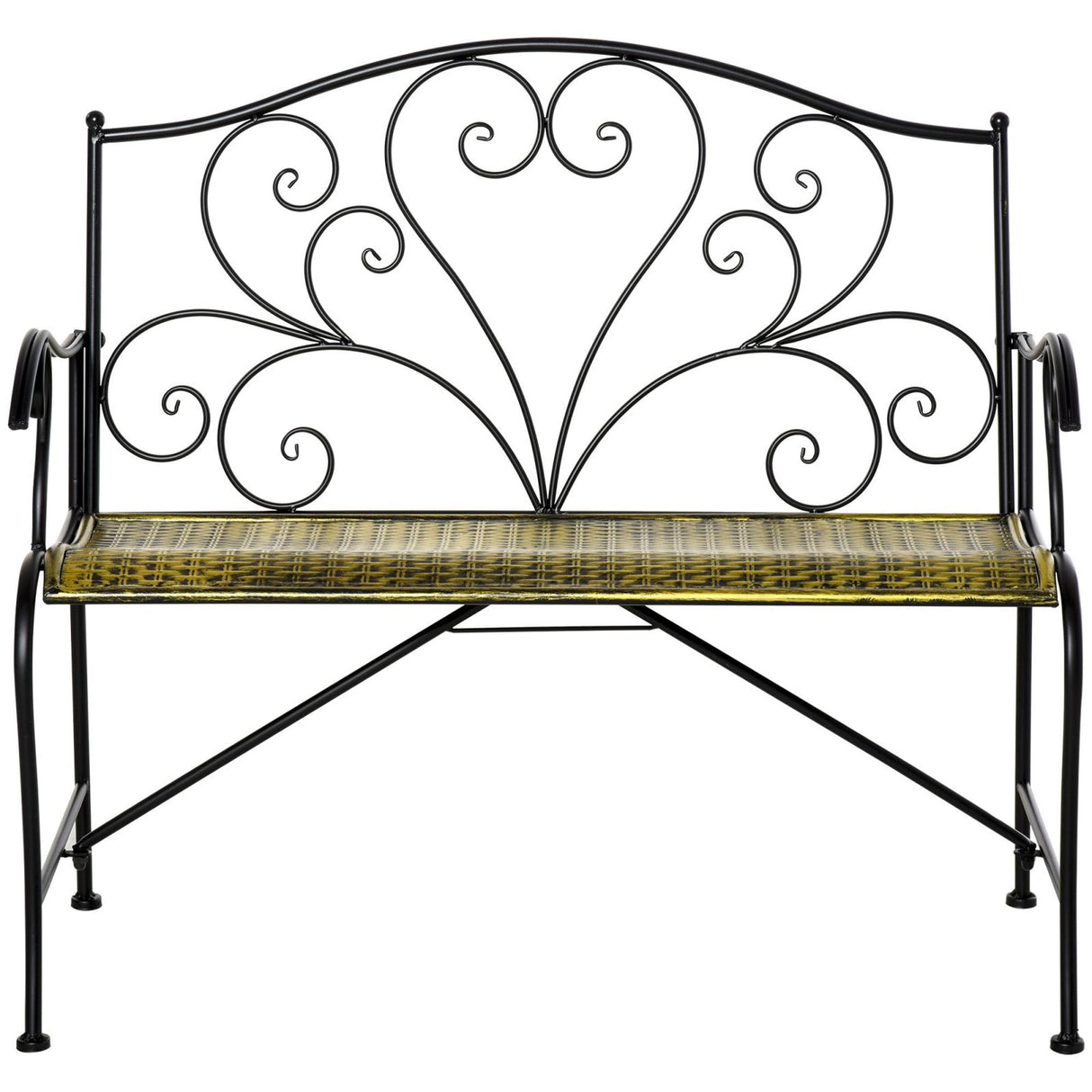 immagine-4-easycomfort-easycomfort-panchina-da-giardino-in-ferro-panca-da-esterno-in-stile-vintage-2-posti-100x-50x88cm-nero-ean-8054144136769