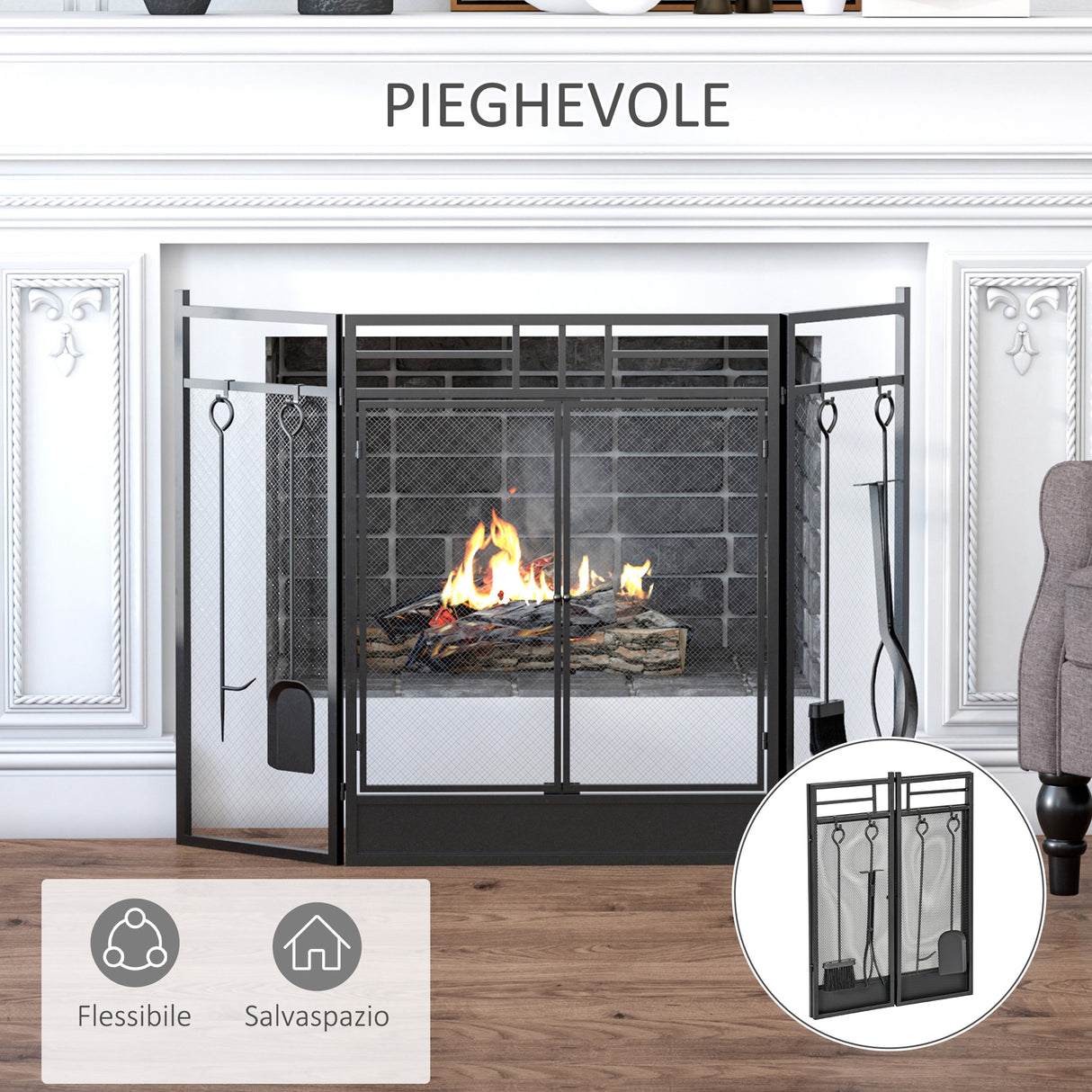 immagine-4-easycomfort-easycomfort-parascintille-camino-moderno-parafuoco-pieghevole-con-2-porte-in-metallo-nero