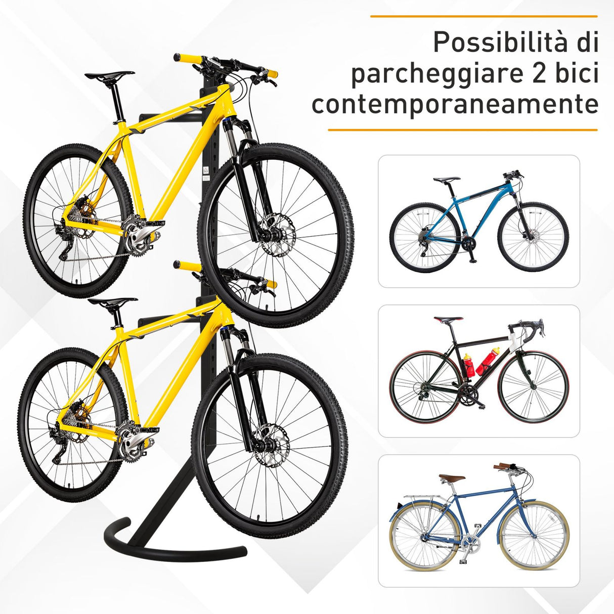 immagine-4-easycomfort-easycomfort-rastrelliera-verticale-portabiciclette-in-acciaio-nero-con-altezza-regolabile-per-2-biciclette-max-40-kg-ean-8054111845779