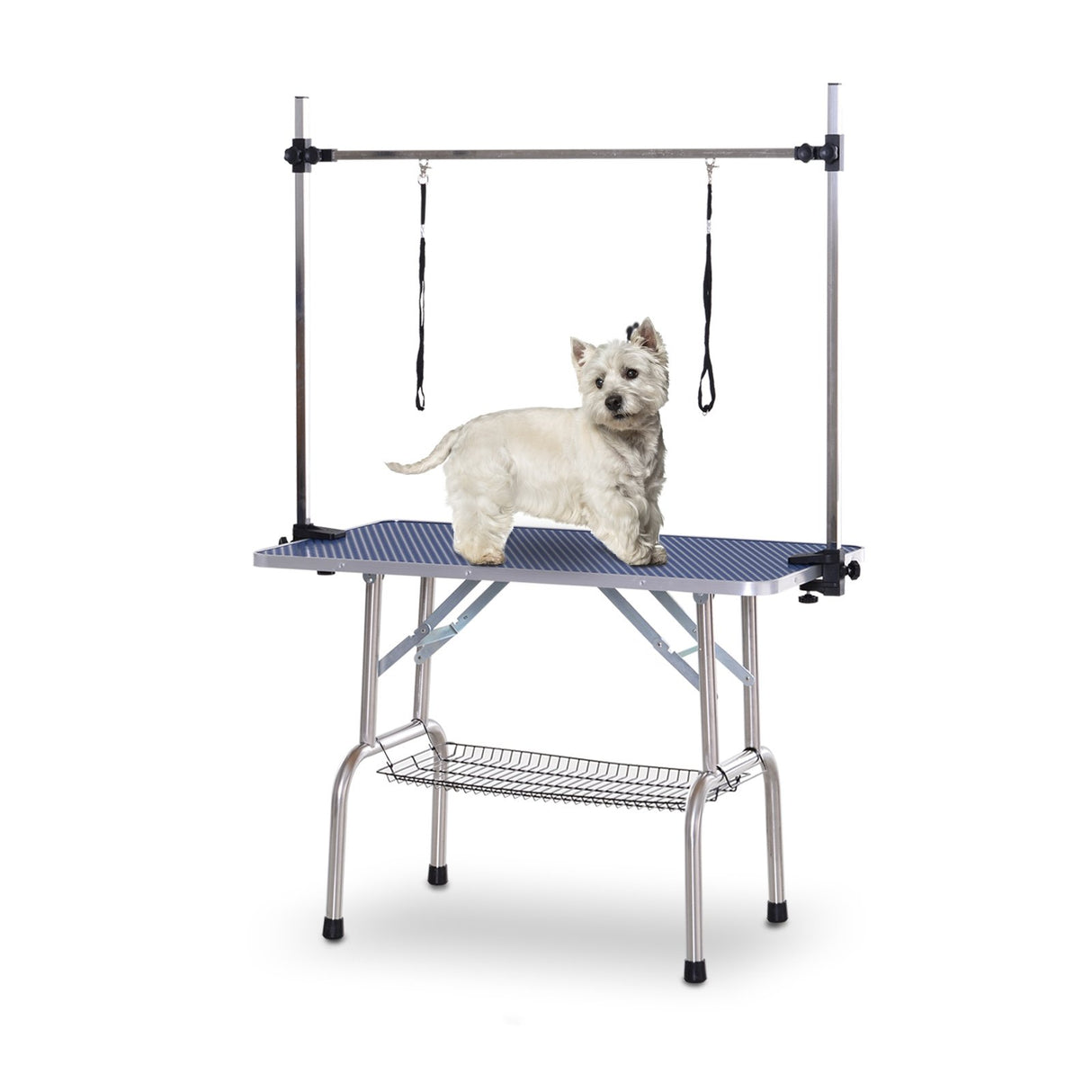immagine-4-easycomfort-easycomfort-tavolo-da-toelettatura-per-cani-e-gatti-con-barra-in-acciaio-regolabile-e-vassoio-porta-attrezzi-107-x-60-x-170cm-ean-8054144137957