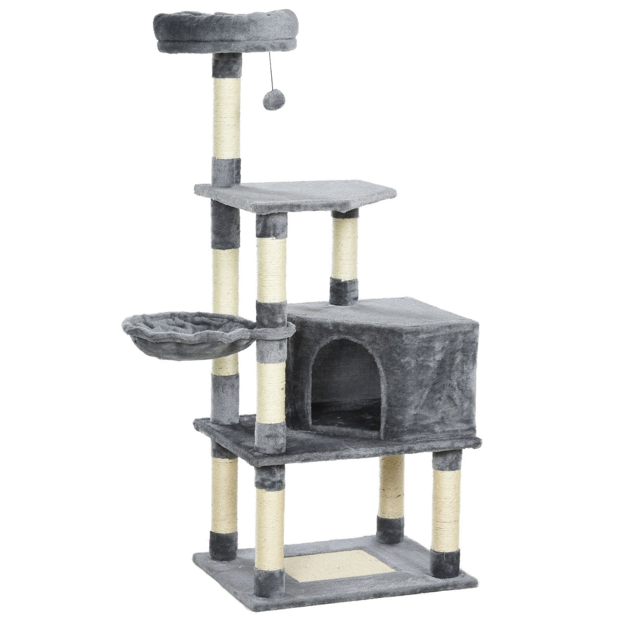 immagine-4-easycomfort-easycomfort-tiragraffi-a-colonna-per-gatti-con-4-livelli-cuccia-lettini-sospesi-e-pali-in-corda-sisal-grigio-ean-8054144133553