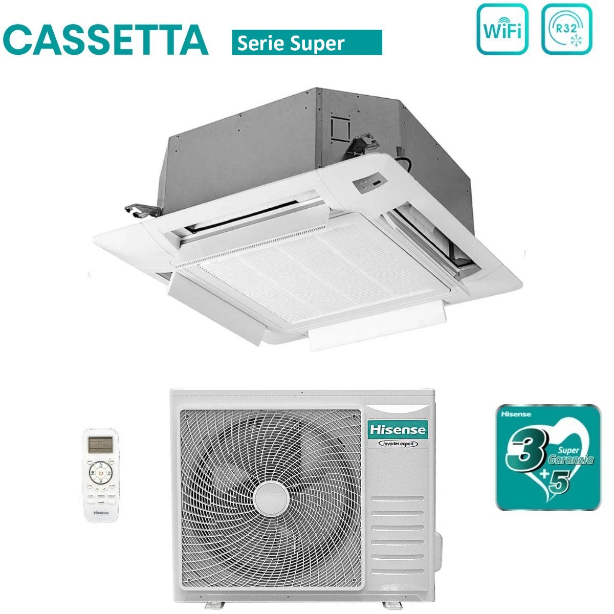 immagine-4-hisense-climatizzatore-condizionatore-hisense-inverter-a-cassetta-serie-super-24000-btu-act71ur4rjc8-auw71u4rj7-r-32-wi-fi-optional-classe-aa-con-telecomando-e-pannello-incluso