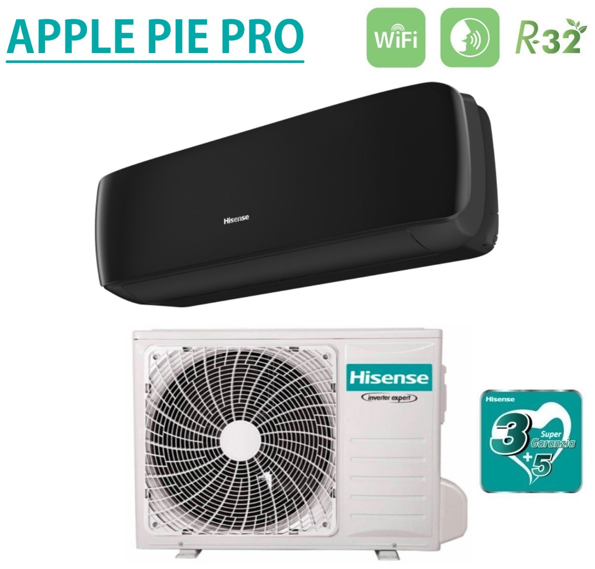 immagine-4-hisense-climatizzatore-condizionatore-hisense-inverter-serie-apple-pro-black-12000-btu-tgve120bg-r-32-wi-fi-integrato-classe-aa-colore-nero