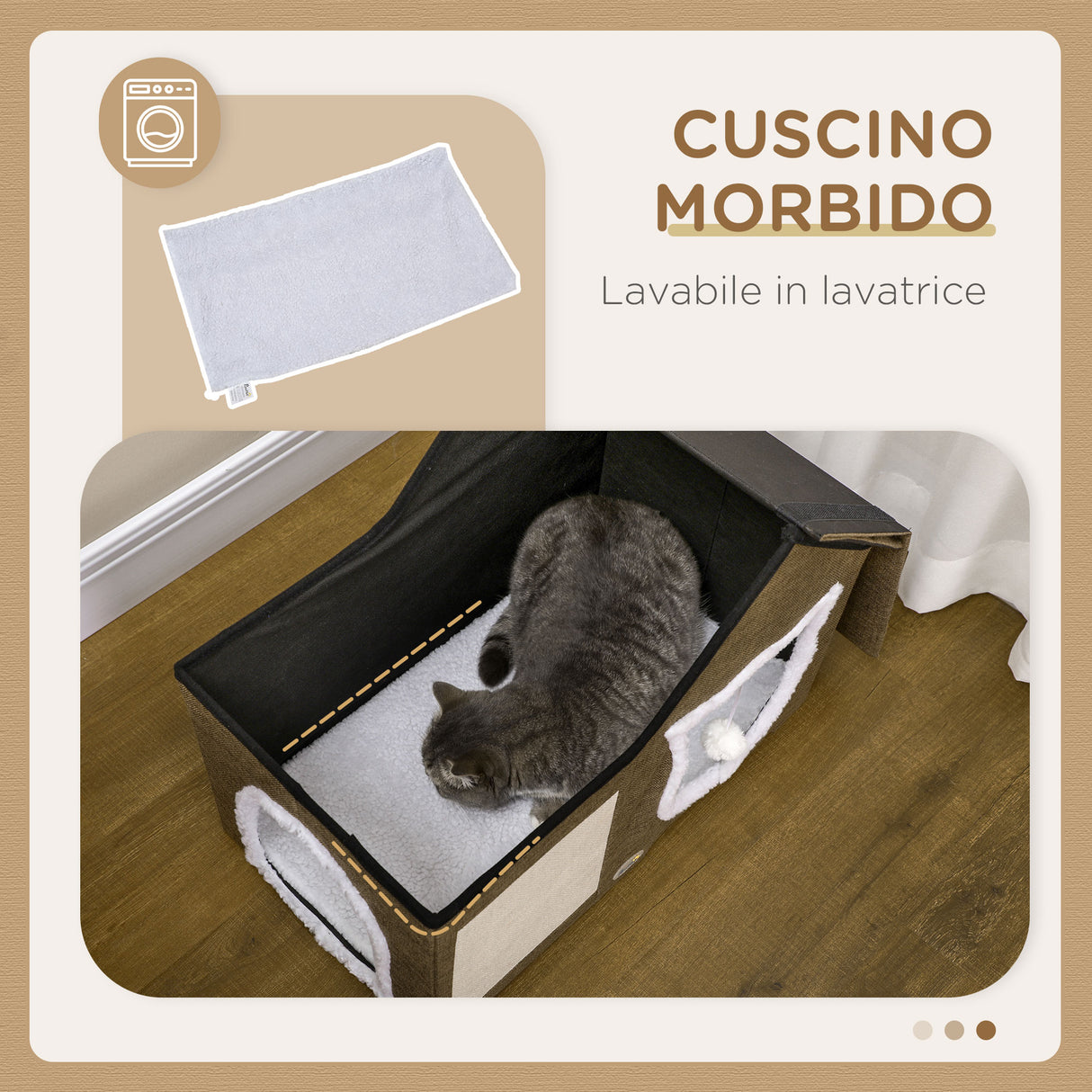 immagine-5-easycomfort-easycomfort-casetta-per-gatti-con-2-porte-pallina-da-gioco-cuscino-e-tappetino-tiragraffi-65x41x45-5-cm