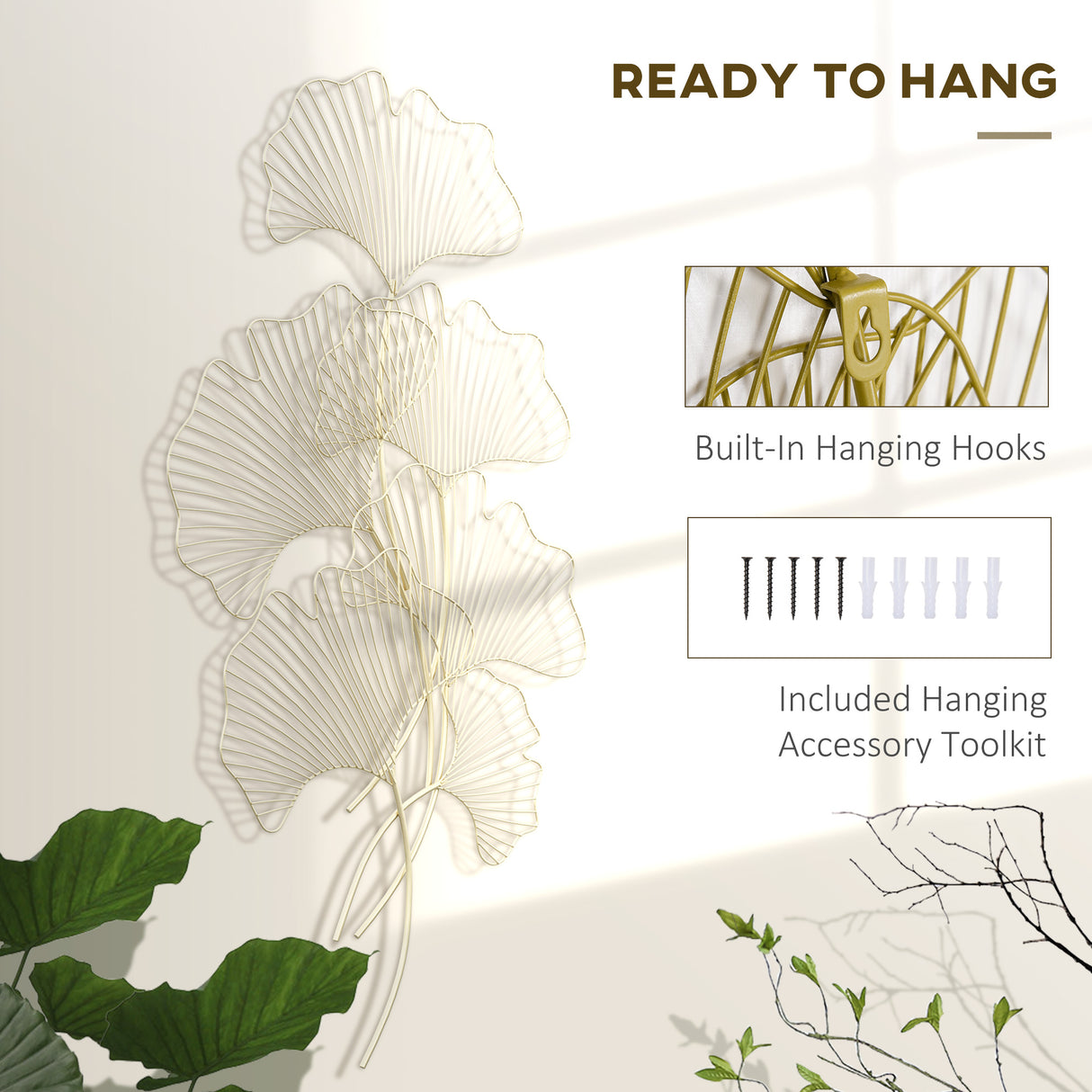 immagine-5-easycomfort-easycomfort-decorazione-murale-3d-in-metallo-wall-art-dorata-a-forma-di-foglia-di-ginkgo-51-x-94-5cm