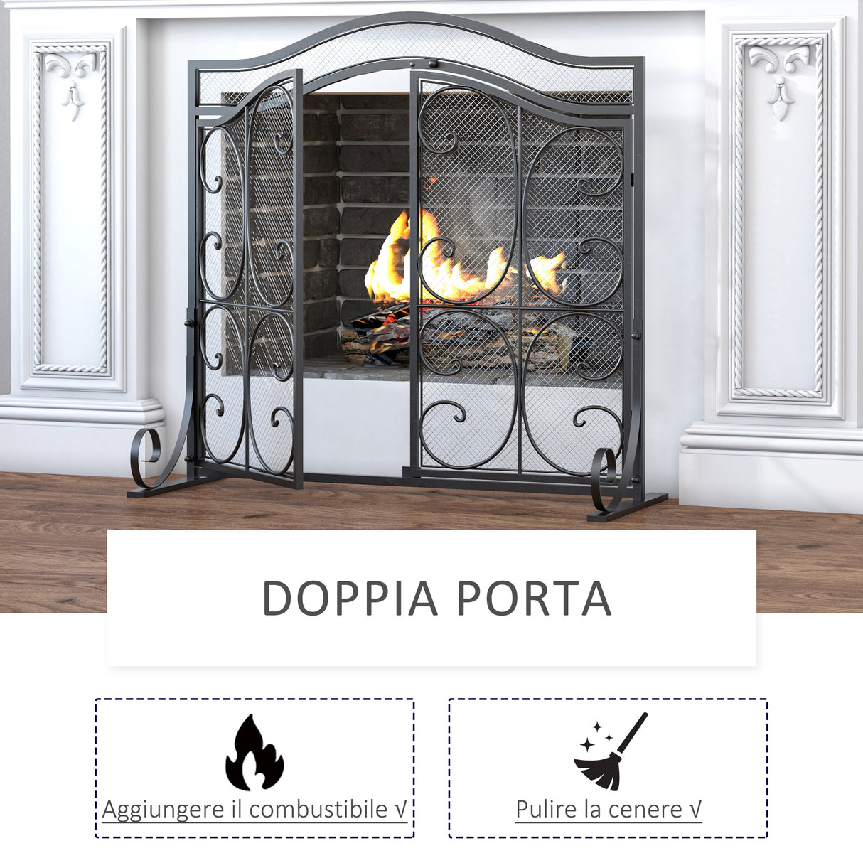 immagine-5-easycomfort-easycomfort-parascintille-per-camino-in-metallo-con-2-porte-chiusura-a-clip-88x30x89cm-nero