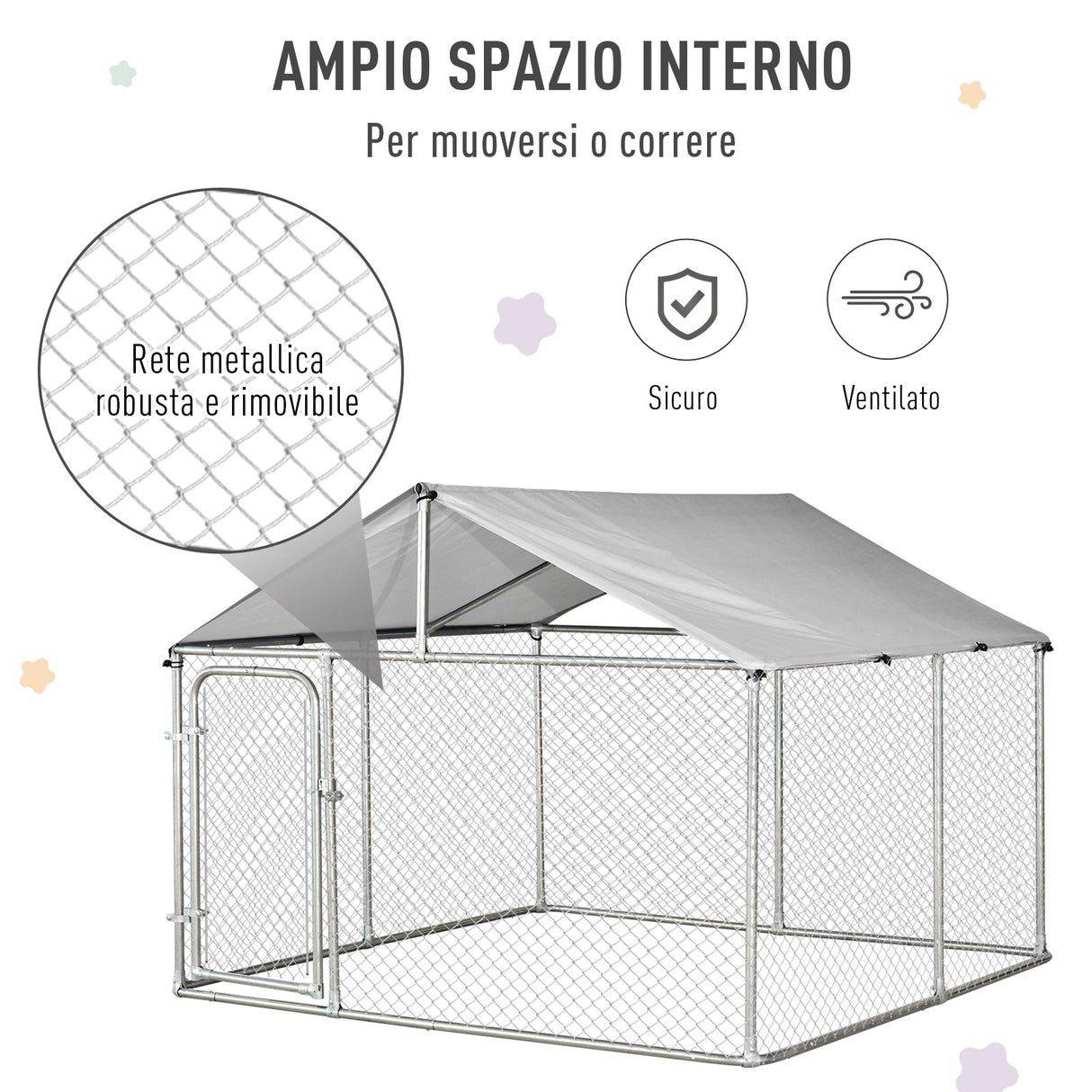 immagine-5-easycomfort-easycomfort-recinto-per-cani-da-esterno-recinto-per-animali-con-copertura-impermeabile-230x230x172cm