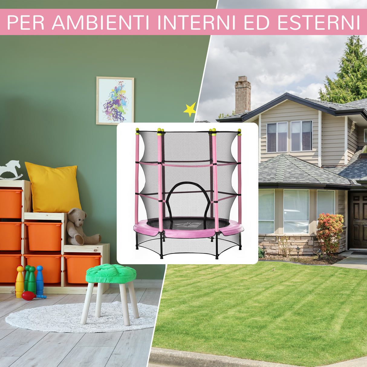 immagine-5-easycomfort-easycomfort-tappeto-elastico-per-bambini-3-6-anni-con-rete-bordo-imbottito-e-corde-elastiche-trampolino-da-giardino-140x158cm-rosanero
