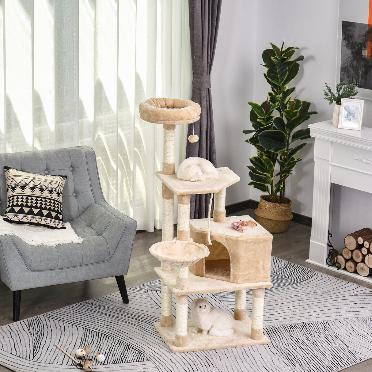 immagine-5-easycomfort-easycomfort-tiragraffi-a-colonna-per-gatti-con-4-livelli-cuccia-lettini-sospesi-e-pali-in-corda-sisal-beige-ean-8054144132266