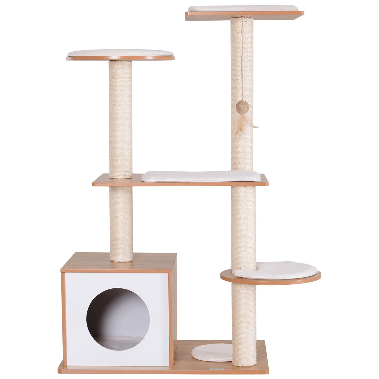 immagine-6-easycomfort-easycomfort-albero-per-gatti-con-cuccia-e-pali-in-corda-sisal-e-legno-giallo-e-bianco-83-x-75-x-120cm-ean-8054144135922