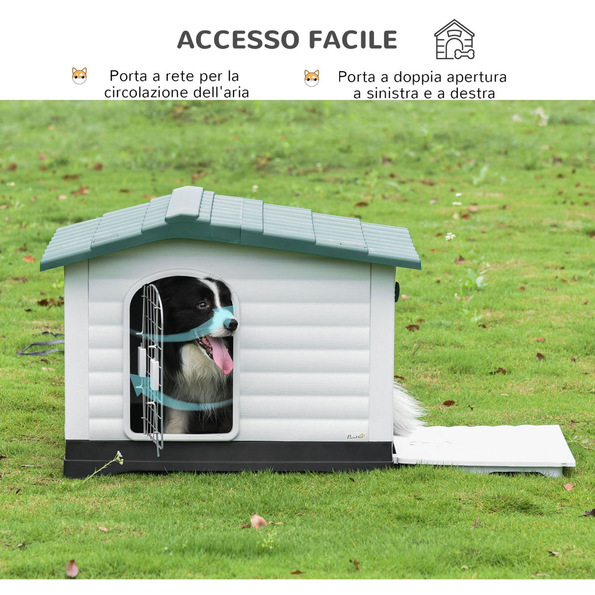 immagine-6-easycomfort-easycomfort-casetta-cuccia-per-cani-da-esterno-in-plastica-con-cancello-reversibile-e-finestra-91x69x66cm-bianco-verde