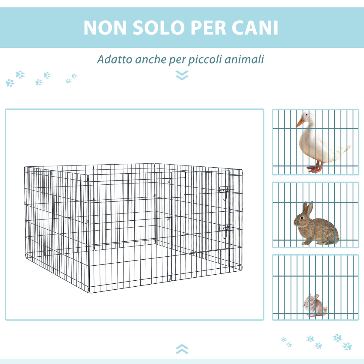 immagine-6-easycomfort-easycomfort-recinto-per-cani-gatti-cuccioli-roditori-recinzione-rete-gabbia-8-pezzi-76-x-61cm-nero-ean-8054111843324