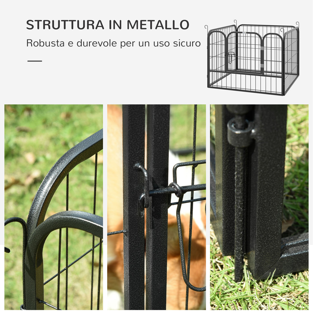 immagine-6-easycomfort-easycomfort-recinto-per-cani-pieghevole-per-interno-ed-esterno-porta-con-catenaccio-e-picchetti-di-fissaggio-82x82x60cm-grigio-scuro