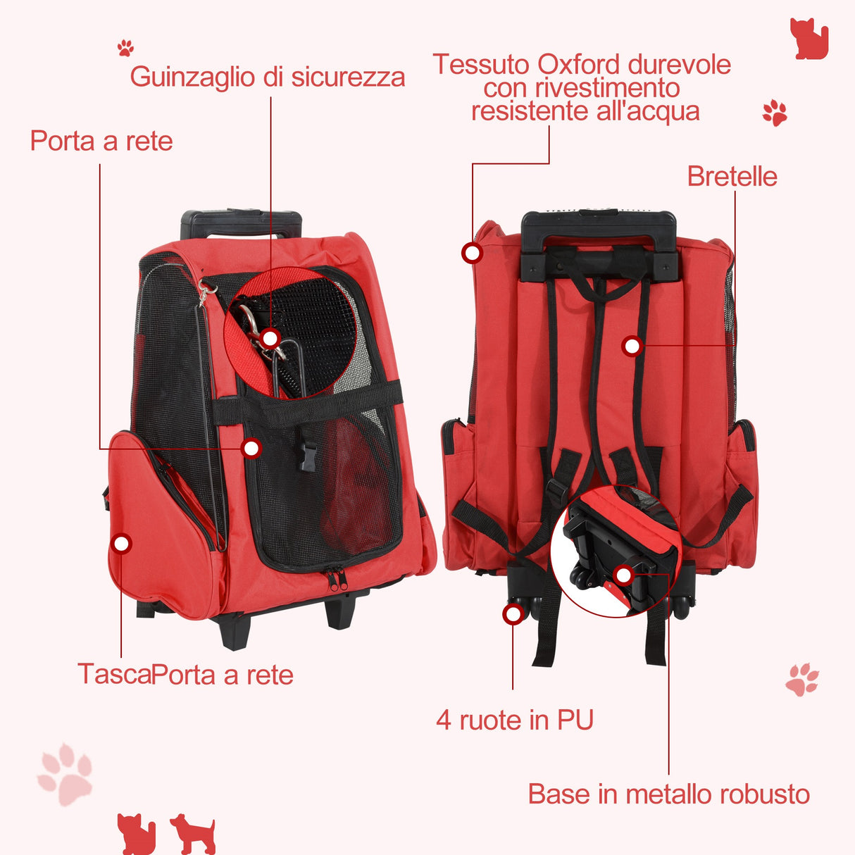 immagine-6-easycomfort-easycomfort-trasportino-zaino-2-in-1-per-cani-e-gatti-con-tasche-laterali-maniglia-telescopica-e-ruote-42x25x55cm-rosso-ean-8054111842730